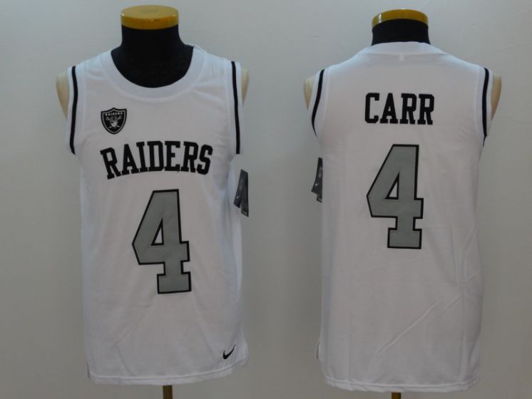 Men Oakland Raiders #4 Carr White Rush Player Name Number Tank Top stitched NFL Jerseys